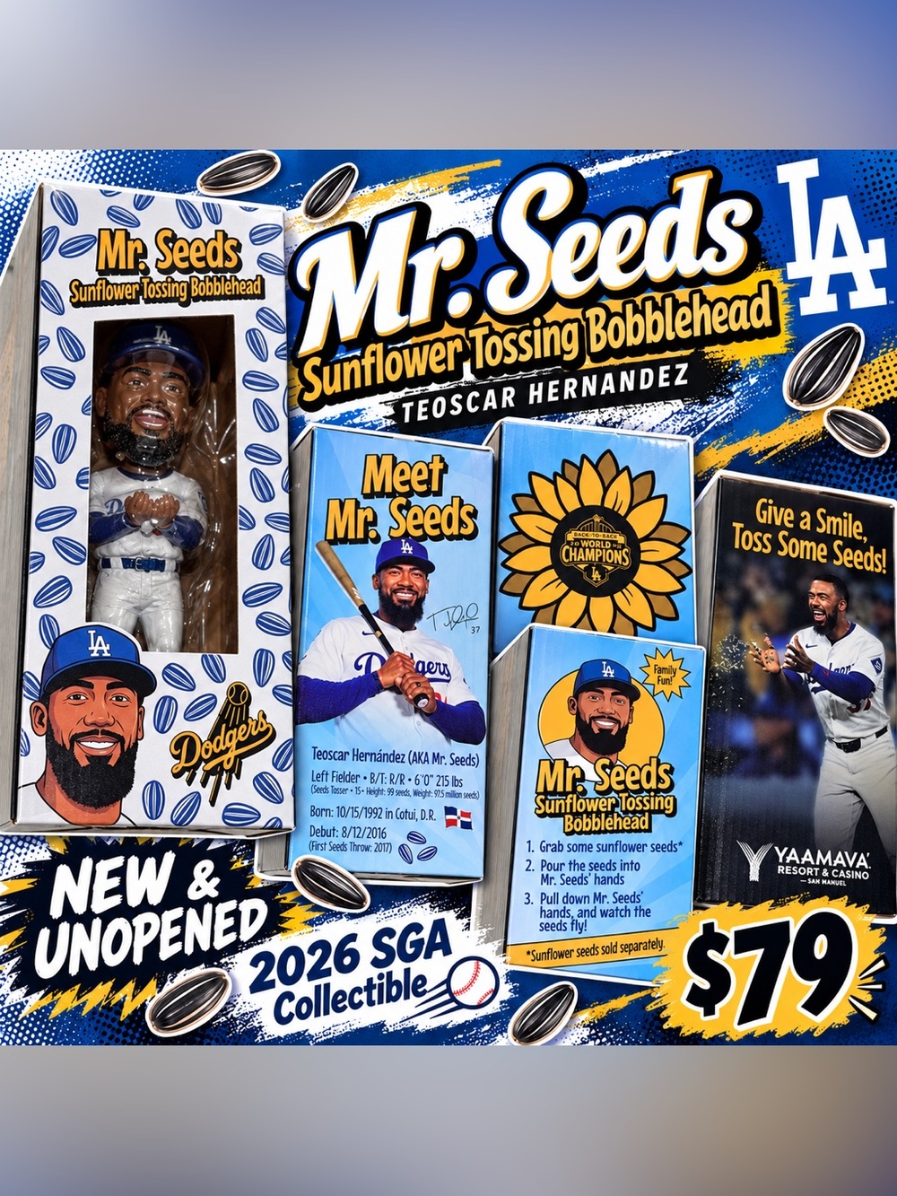 Teoscar Hernandez Mr Seeds
Dodgers 2026 SGA Bobblehead
NEW and UNOPENED